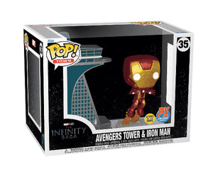 Funko POP! Avengers Tower & Iron Man *PX Previews Exclusive Limited to 25K* *GITD*